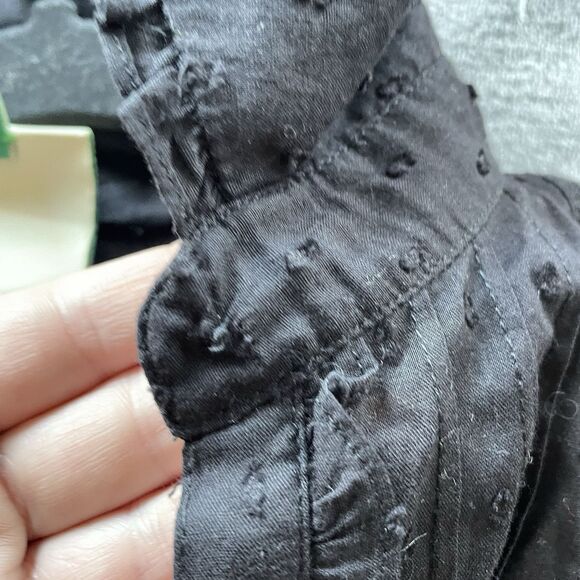 Farm Rio Blouse XS Black Romantic Swiss Dot Ruffle Button Up Victorian Boho - Picture 16 of 16